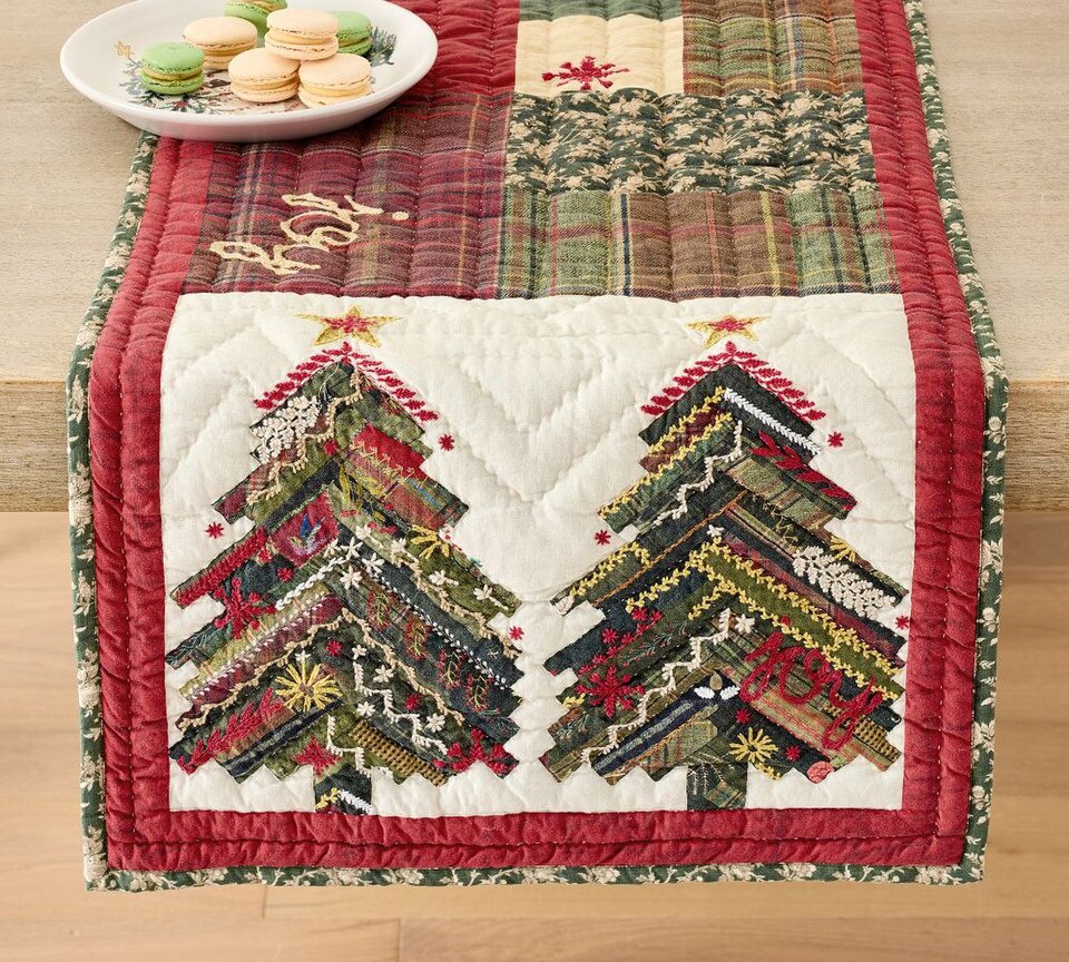 Festive Embroidered Cotton Table Runner Pottery Barn Australia